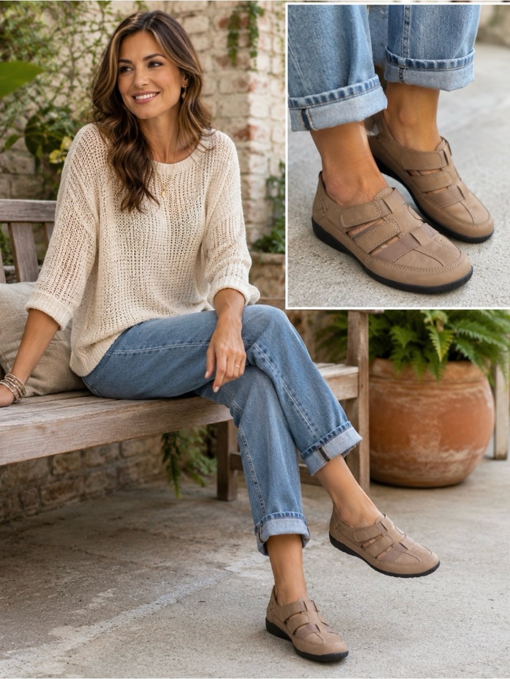 CLARKS tan slip on shoes